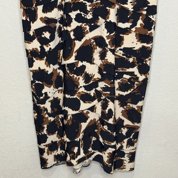 Adrianna Papell Dress Womens 14 Sheath Animal Print Ruched V Neck Cocktail Party - Picture 4 of 11